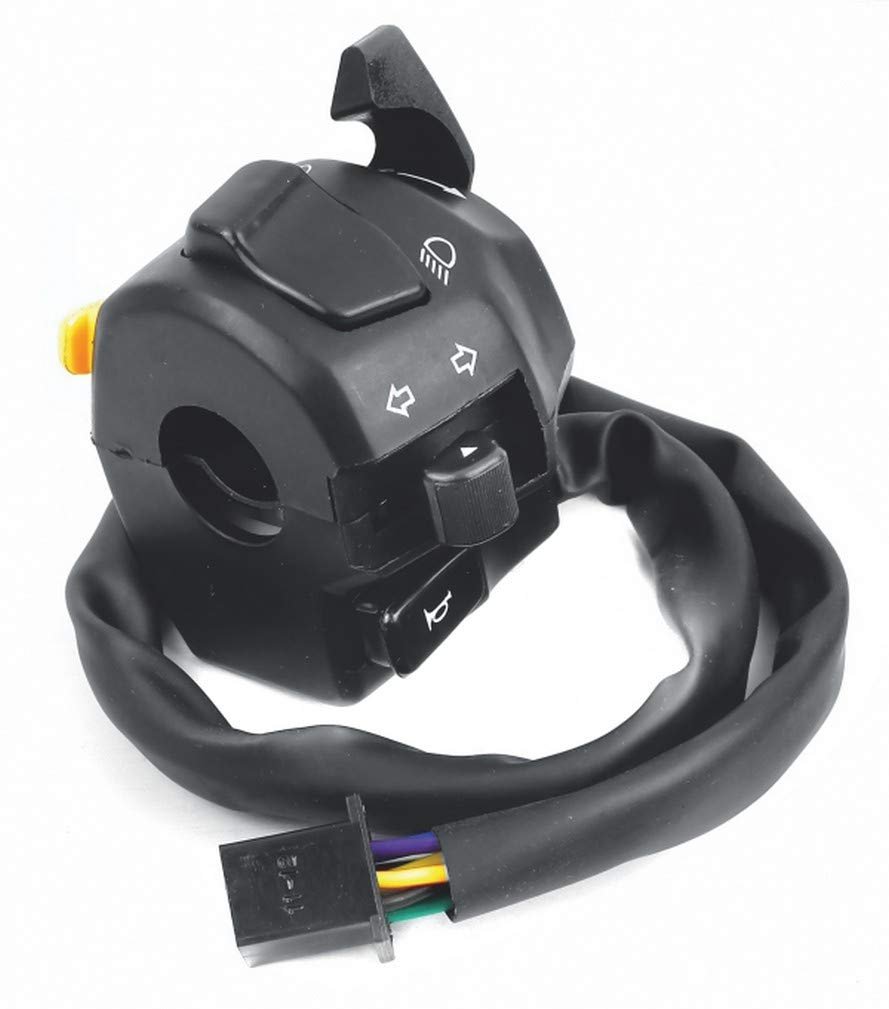 Handle Bar Switch-left Hand With Dipper , Passing,horn,indicator & Horizontal Decompression Choke -9 Pin Blacjk Female Coupler | Bullet Classic 500cc/gt/bullet 500cc) (uno Minda)