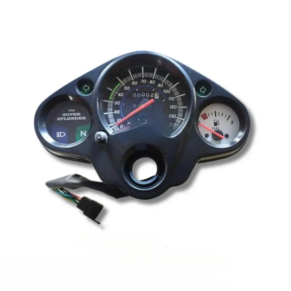 Minda Analog Speedometer Assembly For Hero Super Splendor (old Model) | White Fuel Gauge Dial
