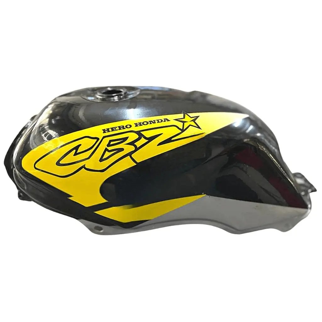 Petrol Tank For Hero Cbz Star | Black With Yellow Sticker