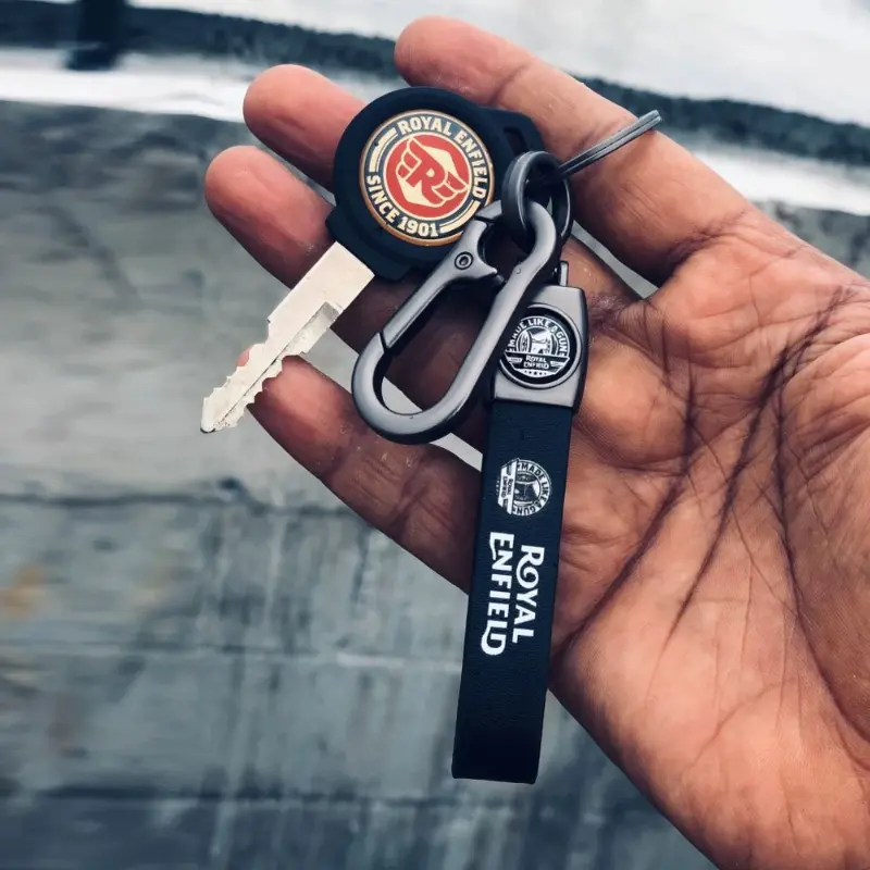 Royal Enfield Leather Keychain With Hanging Hook