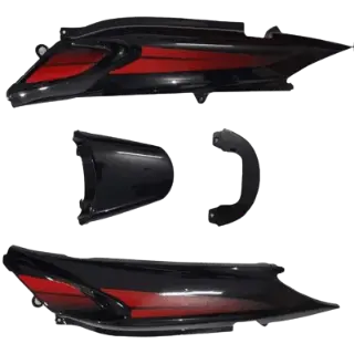 Tail Panels Set Black Colour For Red Bike Glamour Old